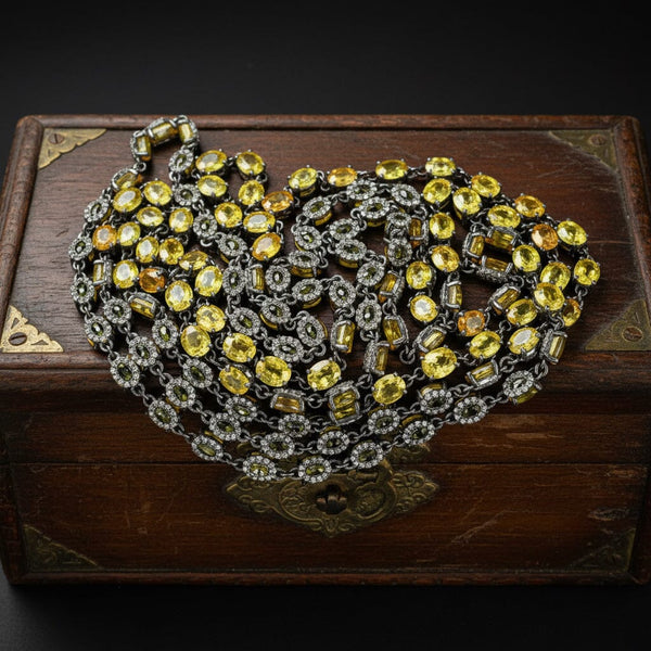 Reversible Yellow Sapphire & Diamond 40" Gold Necklace - Boylerpf