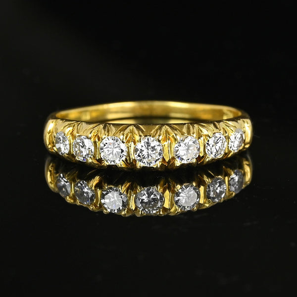 Vintage 18K Gold Seven Stone .50 CTW Diamond Ring Band - Boylerpf