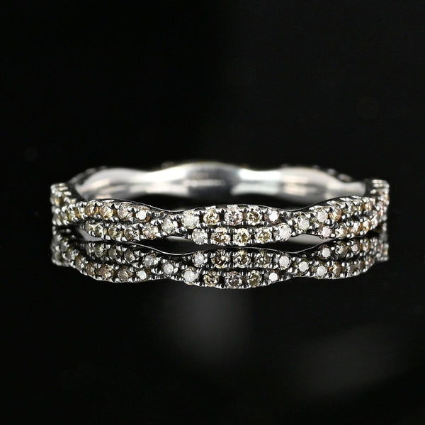 Vintage 14K White Gold Champagne Diamond Ring Band - Boylerpf