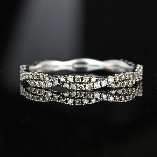 Vintage 14K White Gold Champagne Diamond Ring Band - Boylerpf