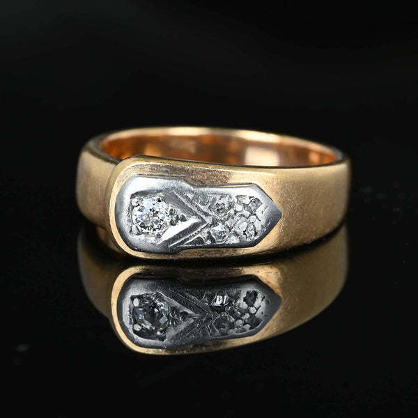 Antique European Cut Diamond Buckle Ring Band in Gold - Boylerpf