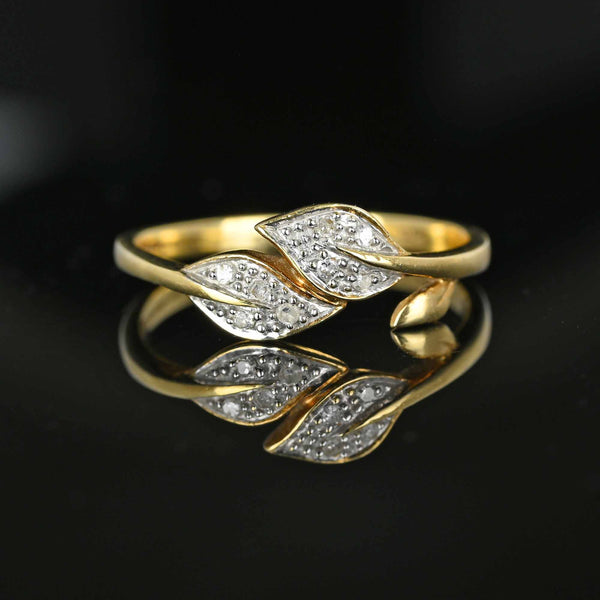 Vintage Bypass Diamond Leaf Ring in Gold - Boylerpf