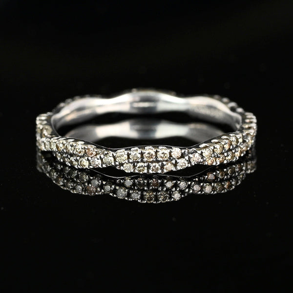Vintage 14K White Gold Champagne Diamond Ring Band - Boylerpf