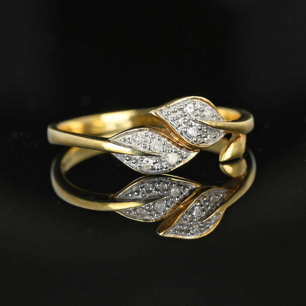 Vintage Bypass Diamond Leaf Ring in Gold - Boylerpf