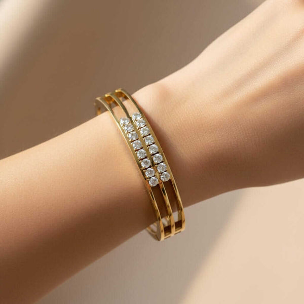14K Gold Diamond Bangle Bracelet 1.60CT Heavy Vintage - Boylerpf