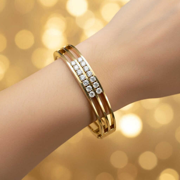 14K Gold Diamond Bangle Bracelet 1.60CT Heavy Vintage - Boylerpf
