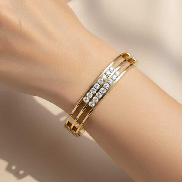 14K Gold Diamond Bangle Bracelet 1.60CT Heavy Vintage - Boylerpf
