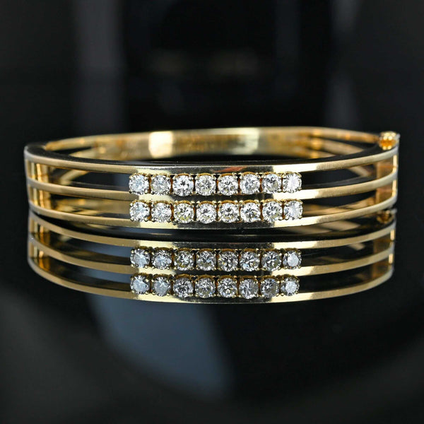 14K Gold Diamond Bangle Bracelet 1.60CT Heavy Vintage - Boylerpf