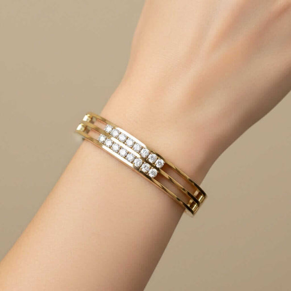 14K Gold Diamond Bangle Bracelet 1.60CT Heavy Vintage - Boylerpf
