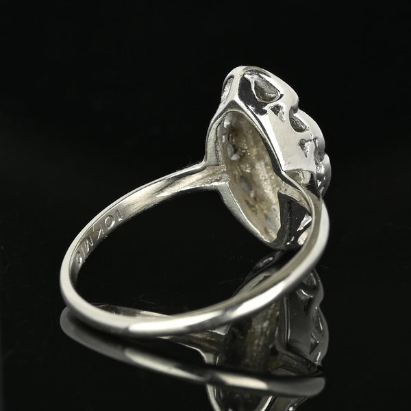 Art Deco 10K White Gold Three Stone Diamond Ring - Boylerpf