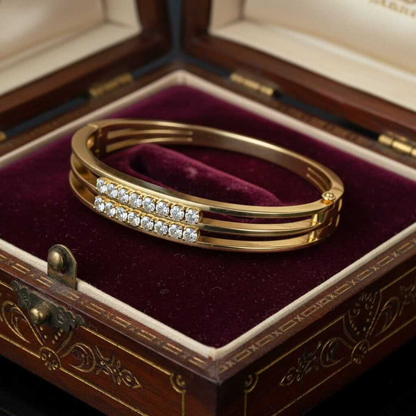 14K Gold Diamond Bangle Bracelet 1.60CT Heavy Vintage - Boylerpf