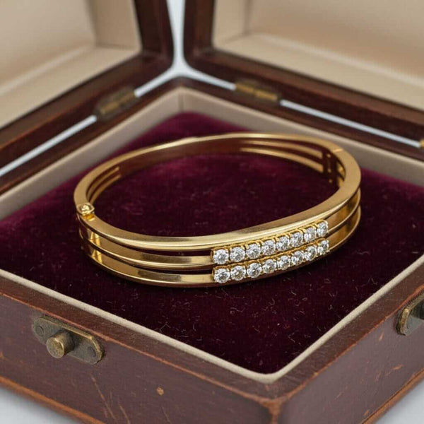 14K Gold Diamond Bangle Bracelet 1.60CT Heavy Vintage - Boylerpf
