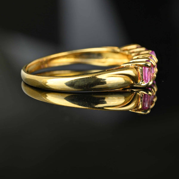 Vintage Five Stone Pink Sapphire Ring Band in Gold - Boylerpf