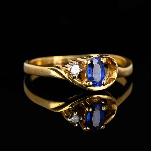 Vintage 14K Gold Diamond Blue Sapphire Ring - Boylerpf
