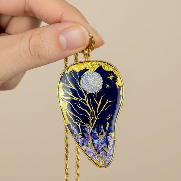 Mona Enamels Chagall 18K Gold Enamel Pendant Necklace