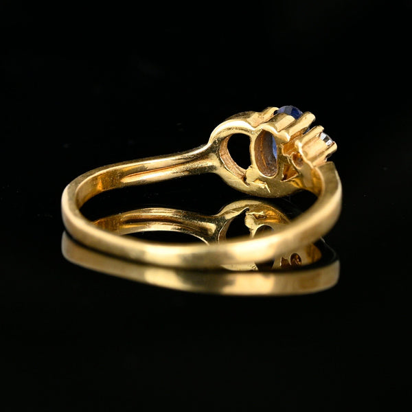 Vintage 14K Gold Diamond Blue Sapphire Ring - Boylerpf