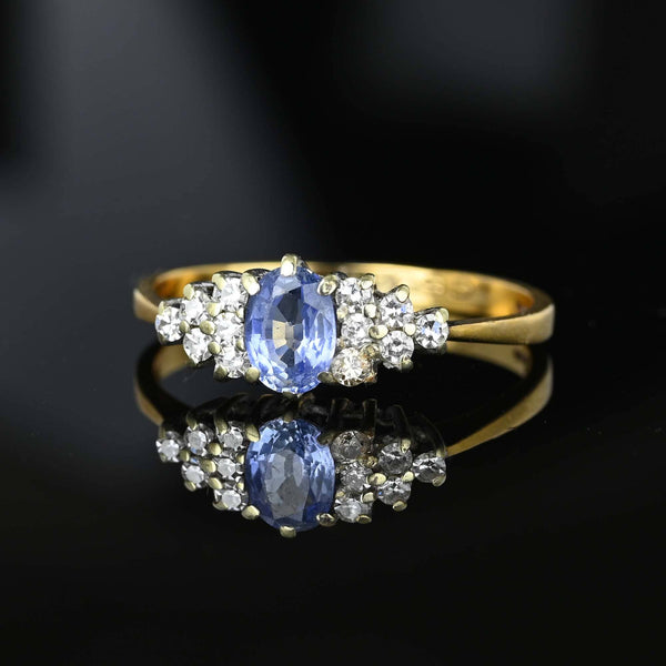 Gold Diamond Cluster Ceylon Sapphire Ring - Boylerpf