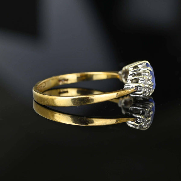 Gold Diamond Cluster Ceylon Sapphire Ring - Boylerpf