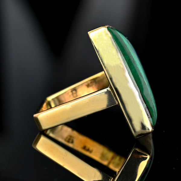 Modernist 14K Gold Chrysocolla Statement Ring, 16 Carat