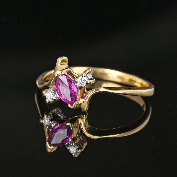 14K Gold Marquis Pink Sapphire Ring Diamond Accents - Boylerpf