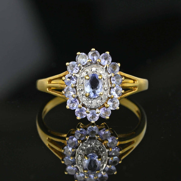 Vintage Diamond Halo Tanzanite Cluster Ring - Boylerpf