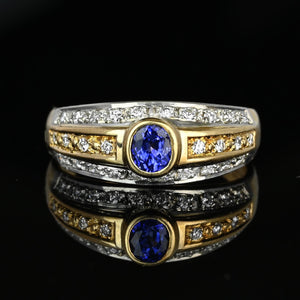 Platinum 18K Gold Ceylon Sapphire Diamond Ring Band - Boylerpf