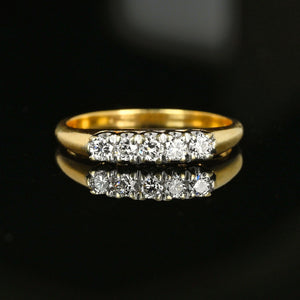 Classic 14K Gold Five Stone Diamond Ring Band - Boylerpf