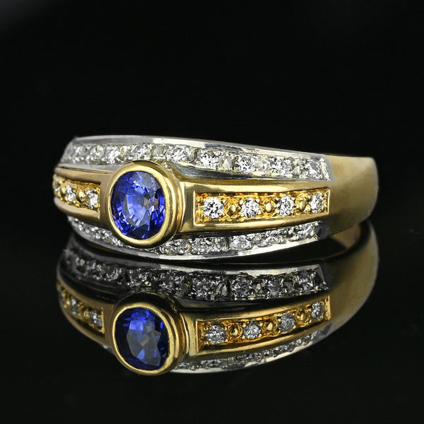 Platinum 18K Gold Ceylon Sapphire Diamond Ring Band - Boylerpf