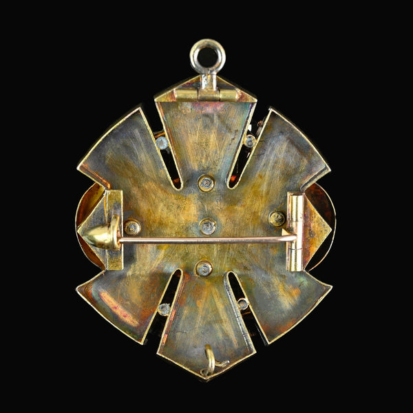 Antique 20K Gold Pearl & Ivy Leaf Brooch Pendant, 14.4 Grams - Boylerpf