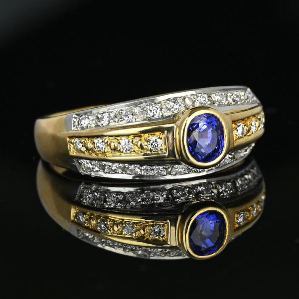 Platinum 18K Gold Ceylon Sapphire Diamond Ring Band - Boylerpf