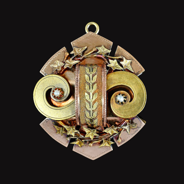 Antique 20K Gold Pearl & Ivy Leaf Brooch Pendant, 14.4 Grams - Boylerpf