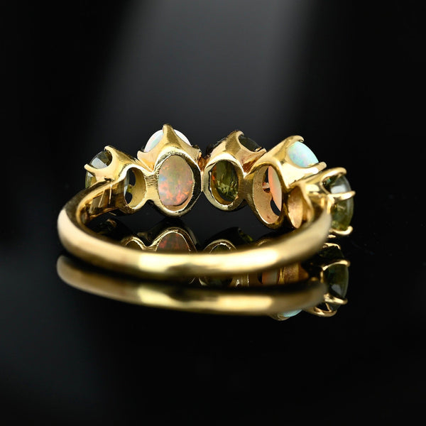 Edwardian Opal & Green Sapphire Ring in 14K Gold