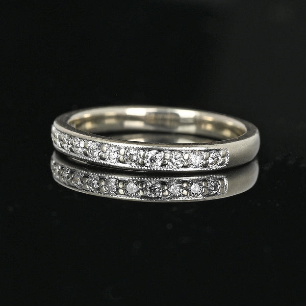 Vintage 14K White Gold Diamond Half Eternity Band Ring - Boylerpf