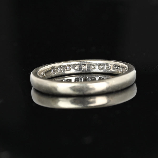 Vintage 14K White Gold Diamond Half Eternity Band Ring - Boylerpf