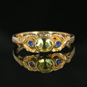 Antique Victorian 14K Gold Iolite and Peridot Ring - Boylerpf