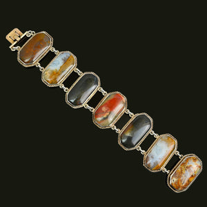 Antique Victorian Silver Scottish Agate Bracelet - Boylerpf