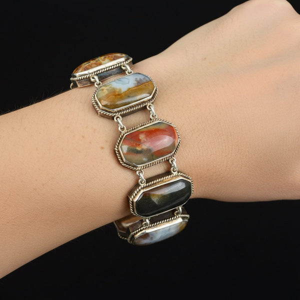Antique Victorian Silver Scottish Agate Bracelet - Boylerpf