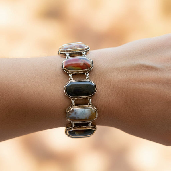 Antique Victorian Silver Scottish Agate Bracelet - Boylerpf