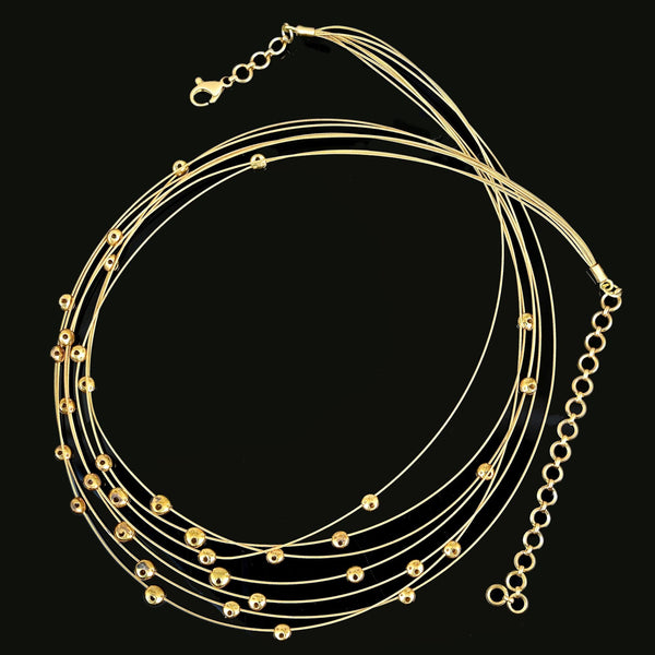 Vintage 18K Gold Floating Diamond Bib Collar Necklace