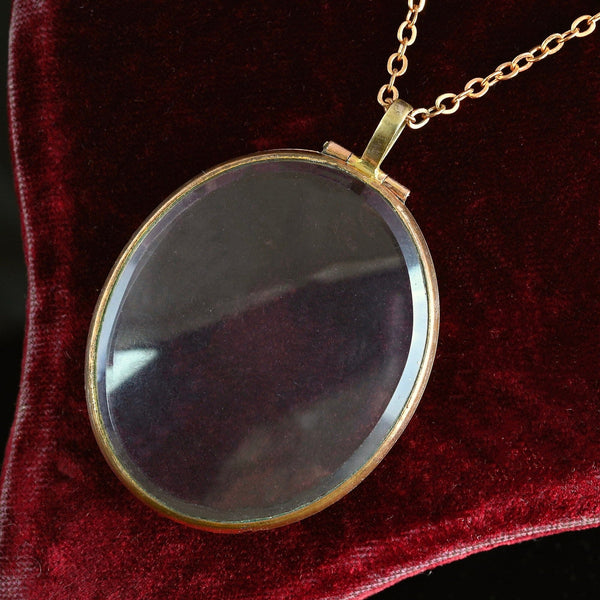 Antique Double Sided Glass Oval Georgian Locket - Boylerpf