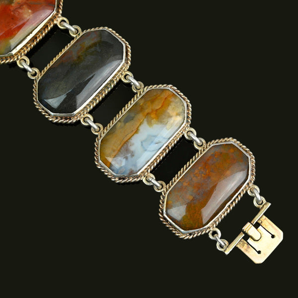 Antique Victorian Silver Scottish Agate Bracelet - Boylerpf