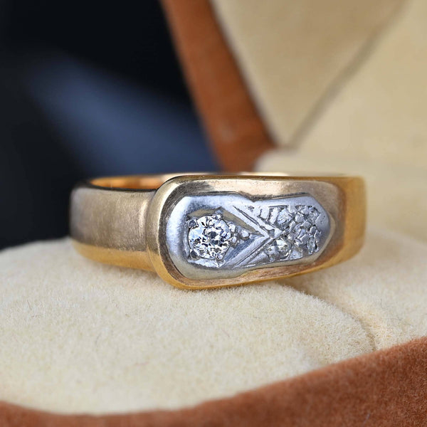 Antique European Cut Diamond Buckle Ring Band in Gold - Boylerpf