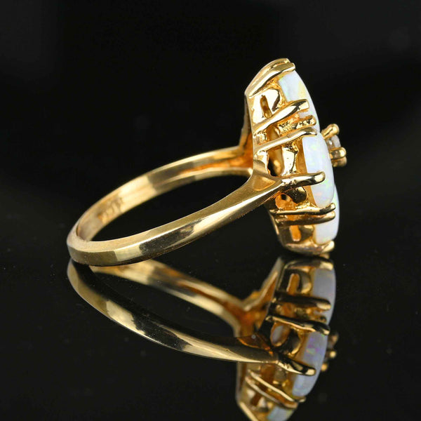 Vintage 14K Gold Diamond  Cabochon Opal Ring - Boylerpf