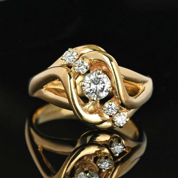 Vintage 14K Gold .50 CTW Diamond Love Knot Ring - Boylerpf