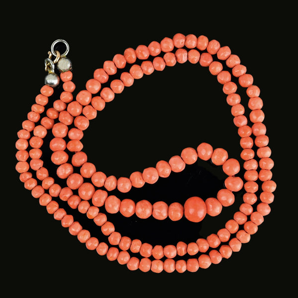 Antique Victorian 10K Gold Salmon Coral Necklace - Boylerpf