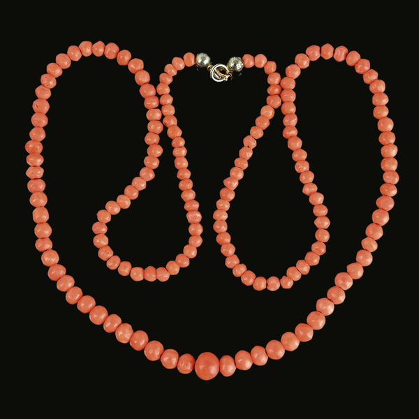 Antique Victorian 10K Gold Salmon Coral Necklace - Boylerpf