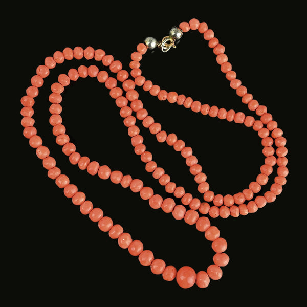 Antique Victorian 10K Gold Salmon Coral Necklace - Boylerpf