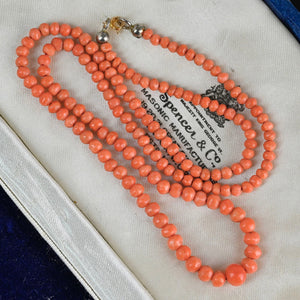 Antique Victorian 10K Gold Salmon Coral Necklace - Boylerpf