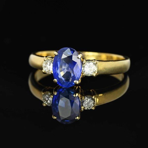 Vintage 14K Gold Diamond & Ceylon Sapphire Ring - Boylerpf