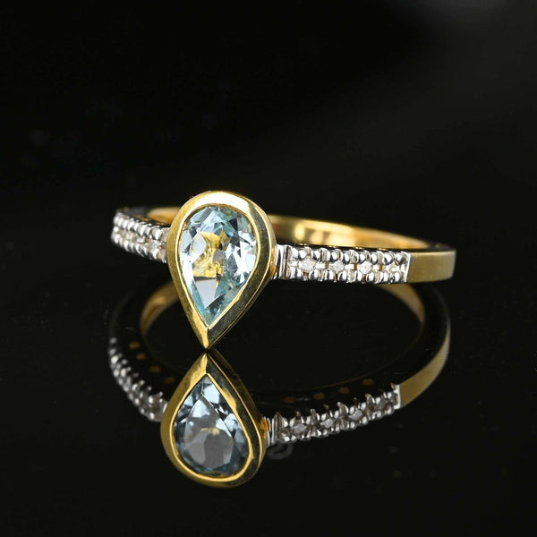 Vintage Gold Diamond Pear Cut Topaz Ring - Boylerpf